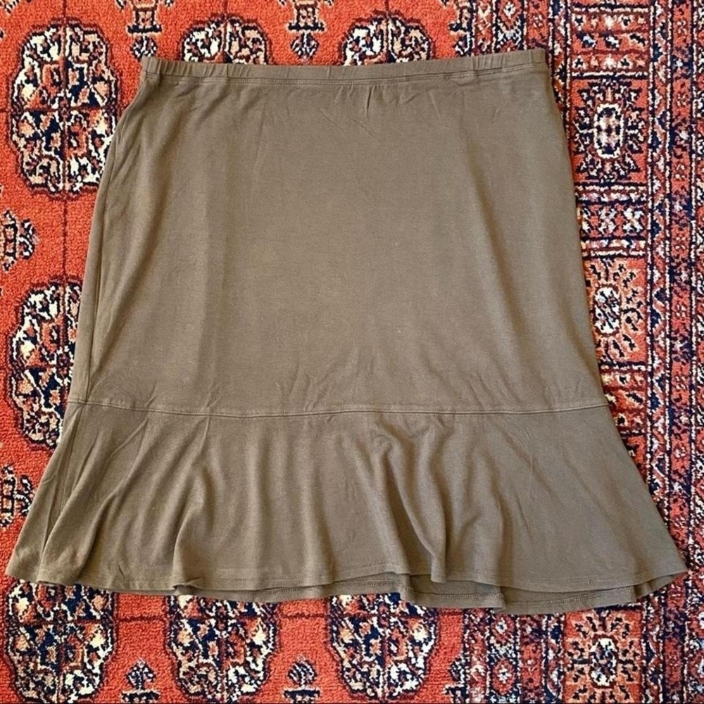 FAIR INDIGO Tag‎ Size L Light Brown Super Soft Swingy Rayon Knit Skirt